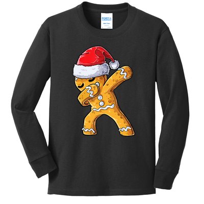 Funny Dabbing Gingerbread Santa Christmas Boys Xmas Cookie Kids Long Sleeve Shirt