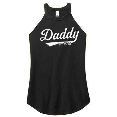 Fathers Day Gift Daddy Est. 2024 Expect Wife Daughter Women’s Perfect Tri Rocker Tank