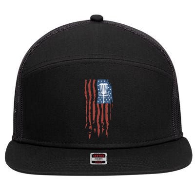 Funny Disc Golf American Flag Disc Frisbee Golf 7 Panel Mesh Trucker Snapback Hat