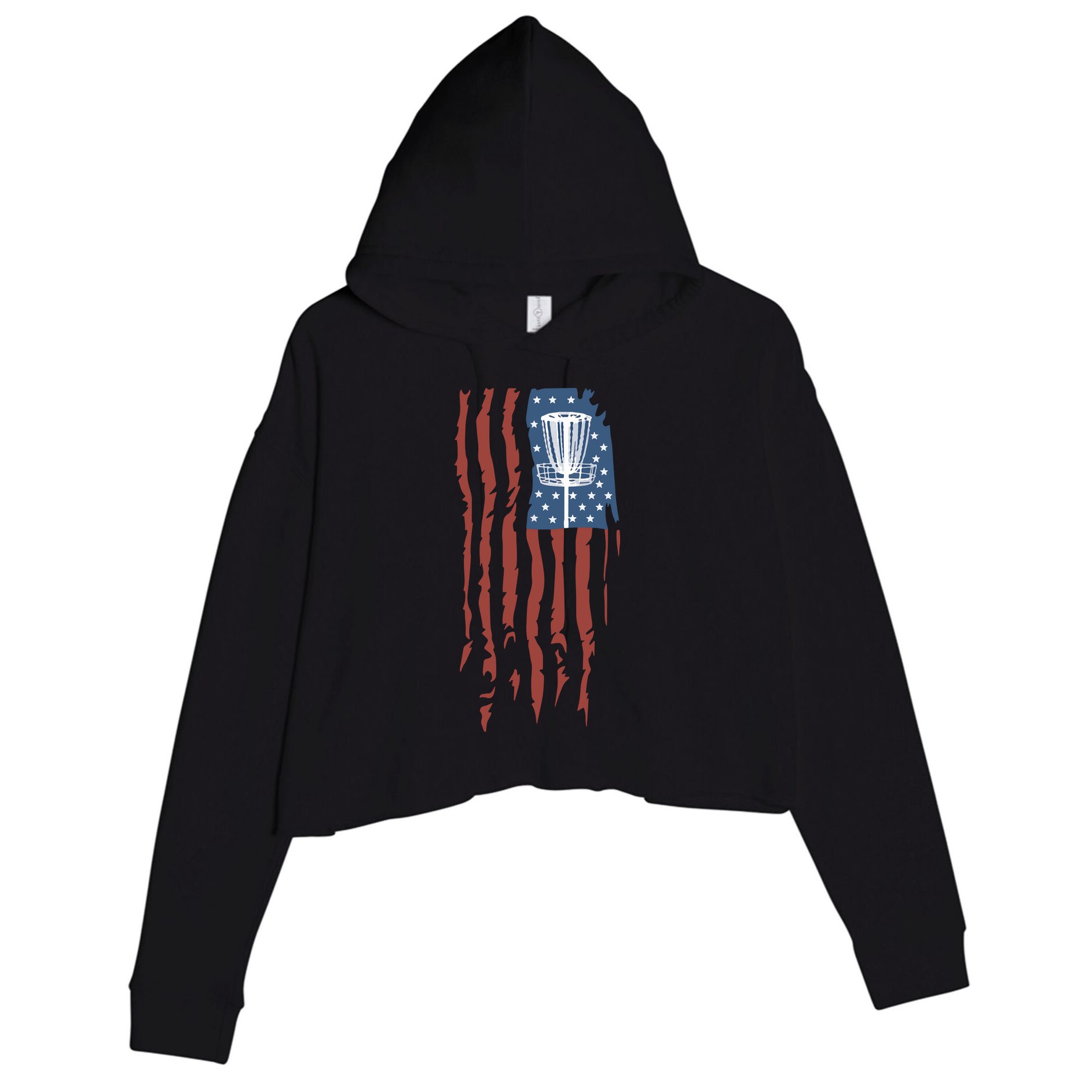 Funny Disc Golf American Flag Disc Frisbee Golf Crop Fleece Hoodie