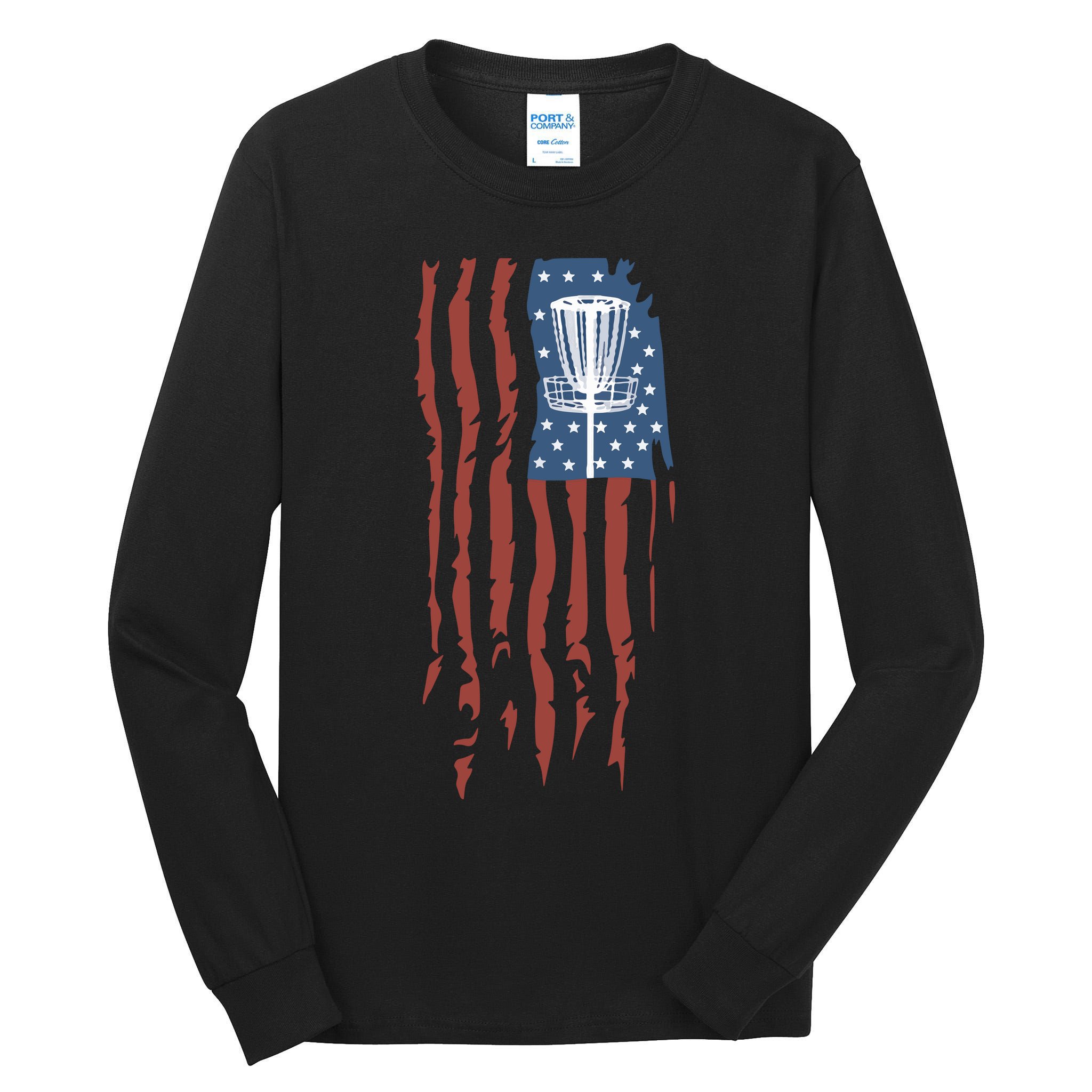 Funny Disc Golf American Flag Disc Frisbee Golf Tall Long Sleeve T-Shirt