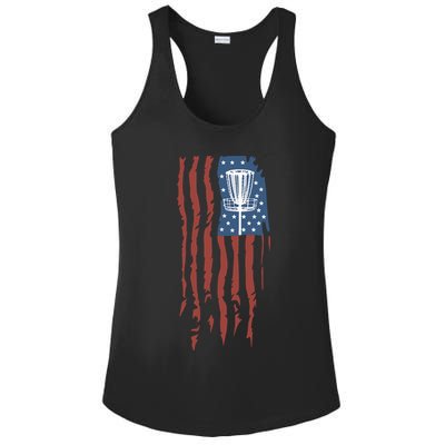 Funny Disc Golf American Flag Disc Frisbee Golf Ladies PosiCharge Competitor Racerback Tank