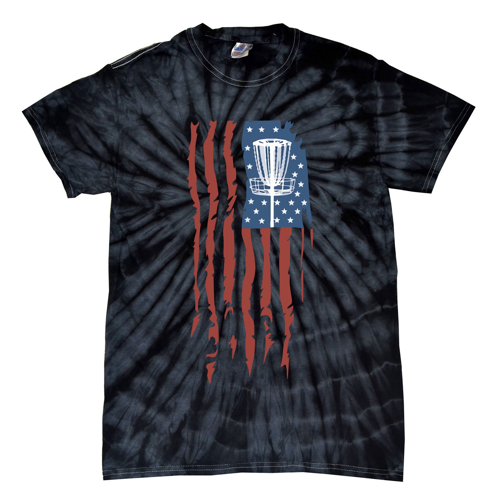 Funny Disc Golf American Flag Disc Frisbee Golf Tie-Dye T-Shirt