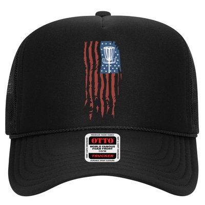 Funny Disc Golf American Flag Disc Frisbee Golf Trucker Hat