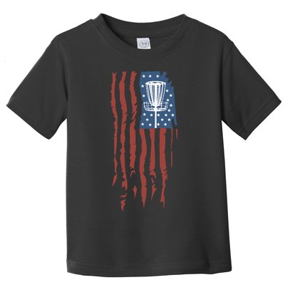 Funny Disc Golf American Flag Disc Frisbee Golf Toddler T-Shirt