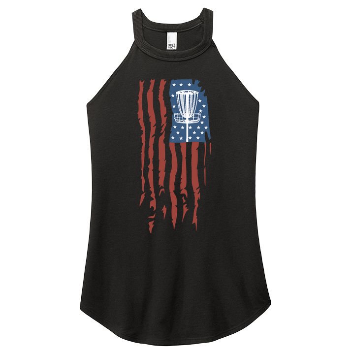 Funny Disc Golf American Flag Disc Frisbee Golf Women's Perfect Tri Rocker Tank