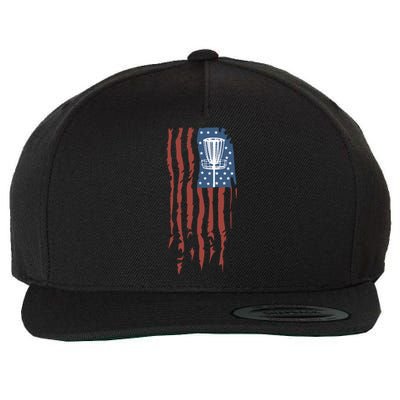 Funny Disc Golf American Flag Disc Frisbee Golf Wool Snapback Cap