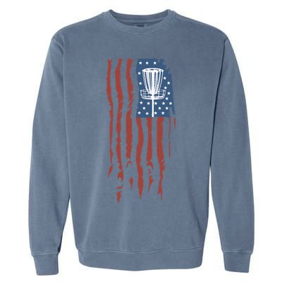 Funny Disc Golf American Flag Disc Frisbee Golf Garment-Dyed Sweatshirt