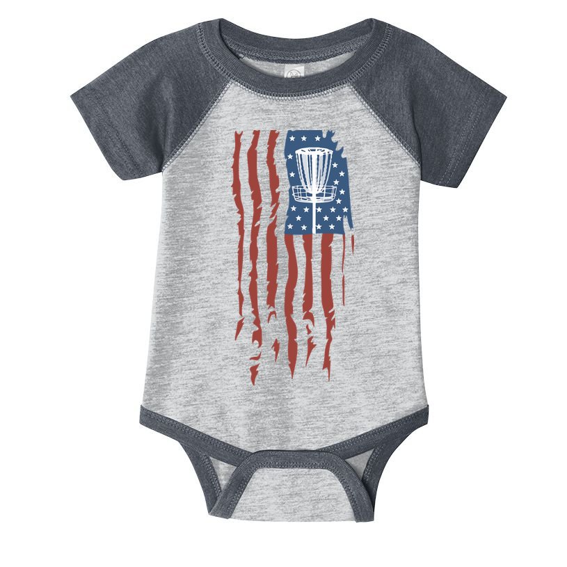 Funny Disc Golf American Flag Disc Frisbee Golf Infant Baby Jersey Bodysuit
