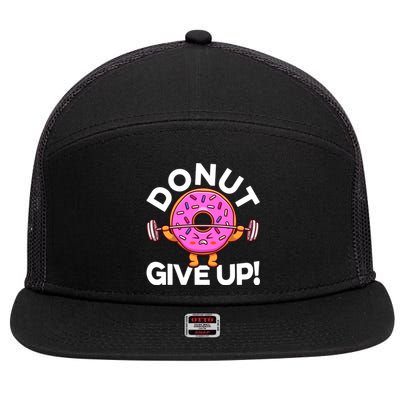 Funny Donut Give Up Workout Doughnut Day Cousin Crew Great Gift 7 Panel Mesh Trucker Snapback Hat