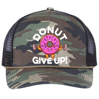 Funny Donut Give Up Workout Doughnut Day Cousin Crew Great Gift Retro Rope Trucker Hat Cap