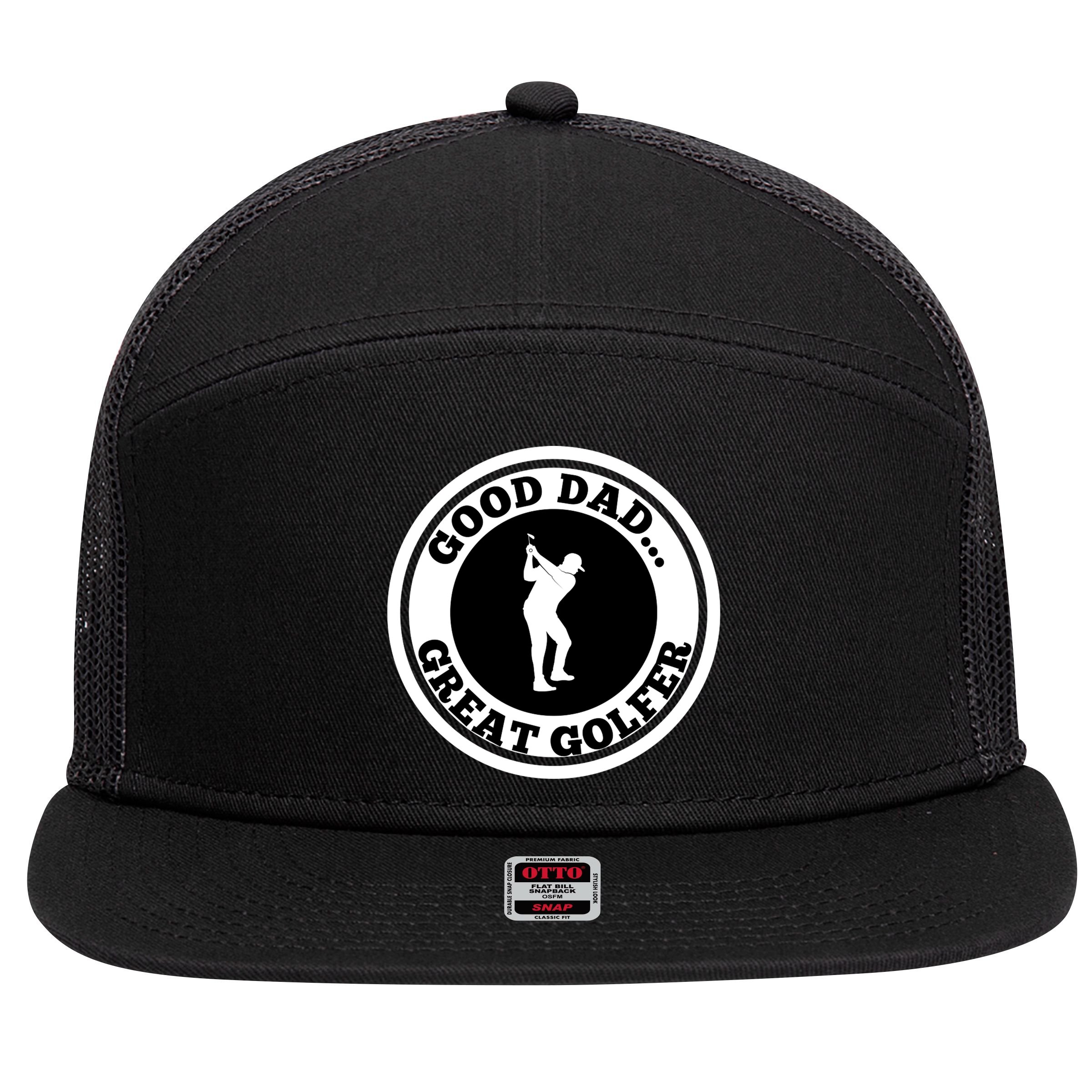 Father's Day Good Dad Great Golfer Gift For Dad 7 Panel Mesh Trucker Snapback Hat