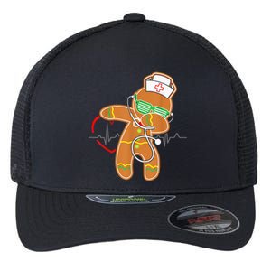 Funny Dabbing Gingerbread Nurse Shirt Nursing Xmas Gift Flexfit Unipanel Trucker Cap