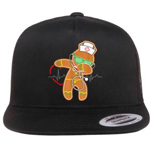 Funny Dabbing Gingerbread Nurse Shirt Nursing Xmas Gift Flat Bill Trucker Hat