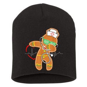 Funny Dabbing Gingerbread Nurse Shirt Nursing Xmas Gift Short Acrylic Beanie