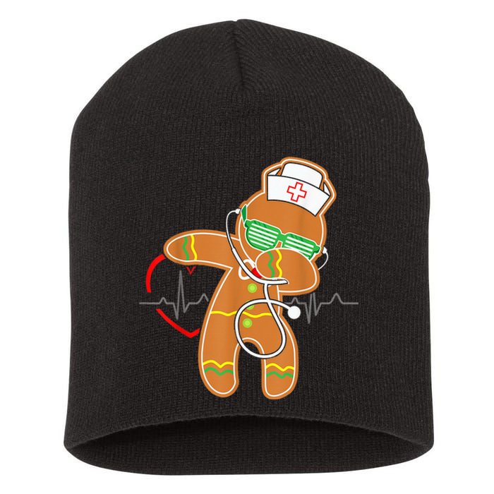 Funny Dabbing Gingerbread Nurse Shirt Nursing Xmas Gift Short Acrylic Beanie