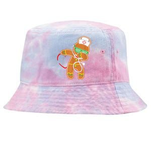 Funny Dabbing Gingerbread Nurse Shirt Nursing Xmas Gift Tie-Dyed Bucket Hat