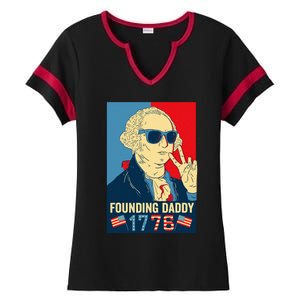 Founding Daddy George Washington Funny Ladies Halftime Notch Neck Tee