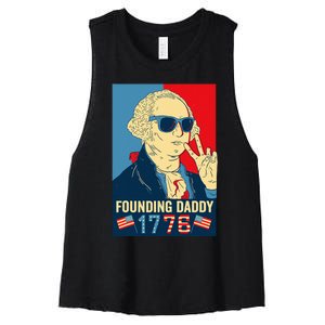 Founding Daddy George Washington Funny Women's Racerback Cropped Tank