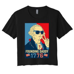 Founding Daddy George Washington Funny Women's Crop Top Tee