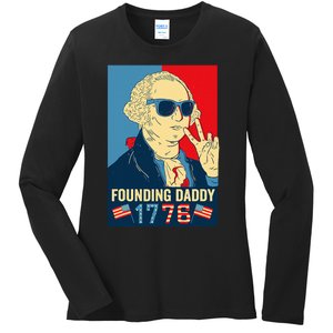 Founding Daddy George Washington Funny Ladies Long Sleeve Shirt