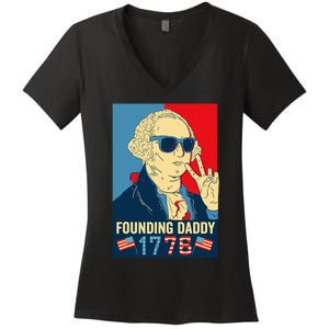 Founding Daddy George Washington Funny Women's V-Neck T-Shirt