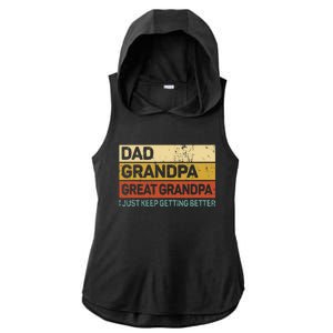 Fathers Day Gift From Grandkids Dad Grandpa Great Grandpa Ladies PosiCharge Tri-Blend Wicking Draft Hoodie Tank