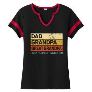 Fathers Day Gift From Grandkids Dad Grandpa Great Grandpa Ladies Halftime Notch Neck Tee