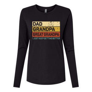 Fathers Day Gift From Grandkids Dad Grandpa Great Grandpa Womens Cotton Relaxed Long Sleeve T-Shirt