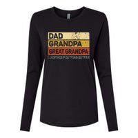 Fathers Day Gift From Grandkids Dad Grandpa Great Grandpa Womens Cotton Relaxed Long Sleeve T-Shirt