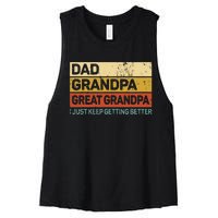 Fathers Day Gift From Grandkids Dad Grandpa Great Grandpa Women's Racerback Cropped Tank