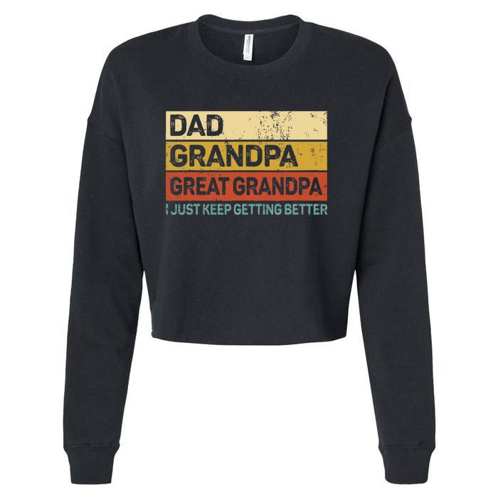 Fathers Day Gift From Grandkids Dad Grandpa Great Grandpa Cropped Pullover Crew