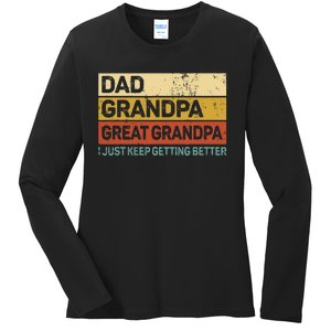 Fathers Day Gift From Grandkids Dad Grandpa Great Grandpa Ladies Long Sleeve Shirt