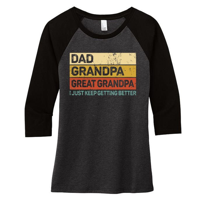 Fathers Day Gift From Grandkids Dad Grandpa Great Grandpa Women's Tri-Blend 3/4-Sleeve Raglan Shirt