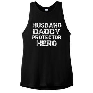 Fathers Day Gift From Wife Husband Daddy Protector Hero Gift Ladies PosiCharge Tri-Blend Wicking Tank