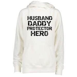 Fathers Day Gift From Wife Husband Daddy Protector Hero Gift Womens Funnel Neck Pullover Hood