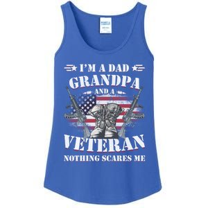 Father's Day Great Gift Veterans Daygreat Gift I'm A Dad Grandpa And A Veteran G Ladies Essential Tank