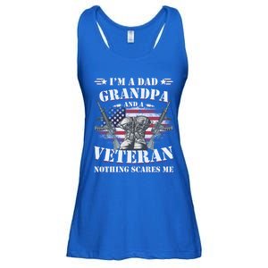 Father's Day Great Gift Veterans Daygreat Gift I'm A Dad Grandpa And A Veteran G Ladies Essential Flowy Tank