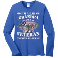 Father's Day Great Gift Veterans Daygreat Gift I'm A Dad Grandpa And A Veteran G Ladies Long Sleeve Shirt