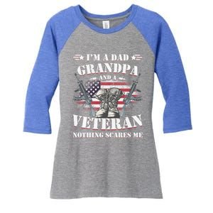 Father's Day Great Gift Veterans Daygreat Gift I'm A Dad Grandpa And A Veteran G Women's Tri-Blend 3/4-Sleeve Raglan Shirt