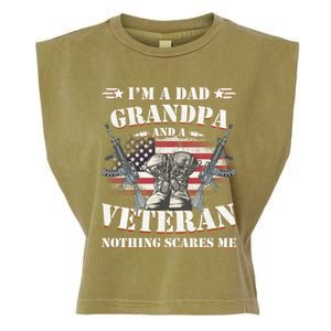 Father's Day Great Gift Veterans Daygreat Gift I'm A Dad Grandpa And A Veteran G Garment-Dyed Women's Muscle Tee