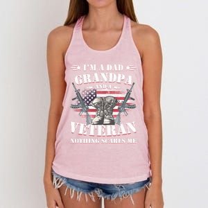 Father's Day Great Gift Veterans Daygreat Gift I'm A Dad Grandpa And A Veteran G Women's Knotted Racerback Tank