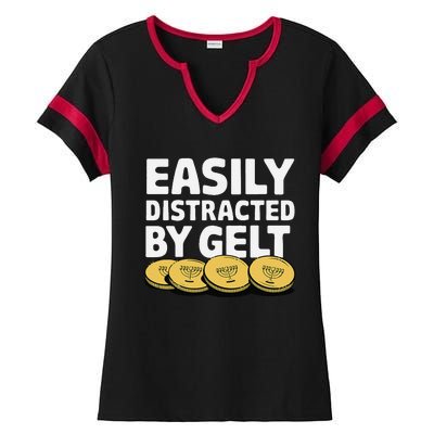 Funny Dreidel Gelt Chanukah Jewish Menorah Hanukkah Gelt Ladies Halftime Notch Neck Tee