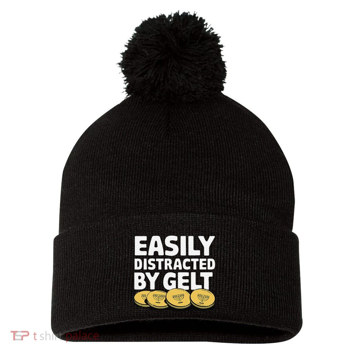 Funny Dreidel Gelt Chanukah Jewish Menorah Hanukkah Gelt Pom Pom 12in Knit Beanie