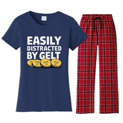 Funny Dreidel Gelt Chanukah Jewish Menorah Hanukkah Gelt Women's Flannel Pajama Set