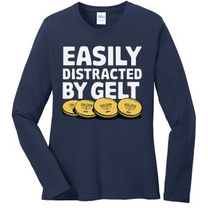 Funny Dreidel Gelt Chanukah Jewish Menorah Hanukkah Gelt Ladies Long Sleeve Shirt