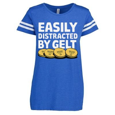 Funny Dreidel Gelt Chanukah Jewish Menorah Hanukkah Gelt Enza Ladies Jersey Football T-Shirt