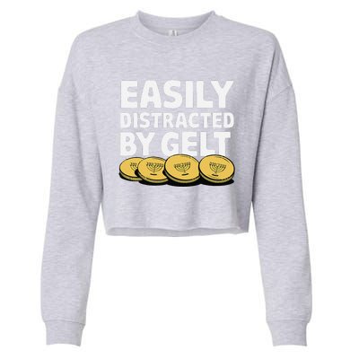 Funny Dreidel Gelt Chanukah Jewish Menorah Hanukkah Gelt Cropped Pullover Crew