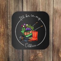 Funny Distressed Gardening ILl Be In My Office Garden Coaster