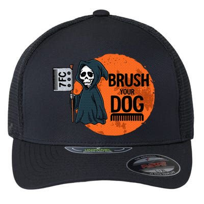 Funny Dog Groomer Brush Your Dog Grooming Reaper Halloween Flexfit Unipanel Trucker Cap